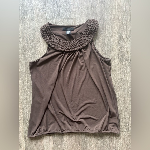 Apostrophe Chocolate Brown Sleeveless Blouse - Picture 1 of 5